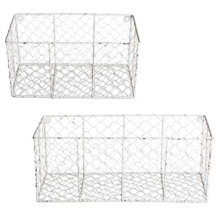 Made4Mansions Assorted Antique White Chicken White Wall Mount Basket - Set of 2 MA2567469